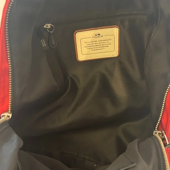 Coach Red and Black Paisley Perforated Backpack - Picture 12 of 12